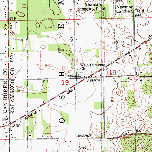 Topographic Map of West Oshtemo Church, MI