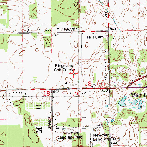 Topographic Map of Ridgeview Golf Course, MI