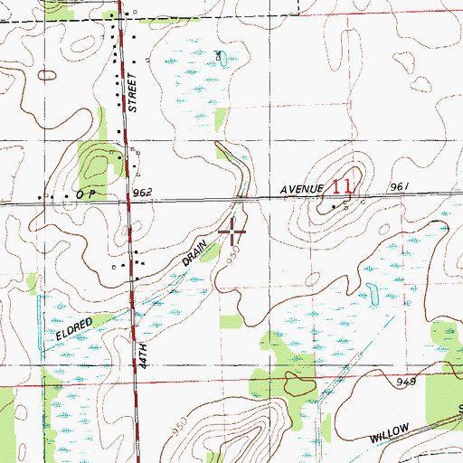 Topographic Map of Eldred Drain, MI