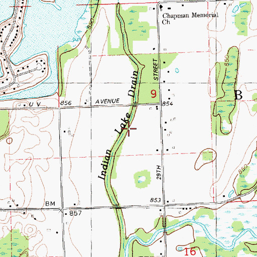 Topographic Map of Indian Lake Drain, MI