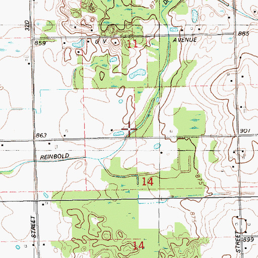 Topographic Map of Reinbold Drain, MI