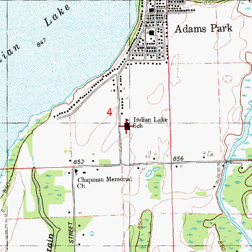 Topographic Map of Indian Lake School, MI