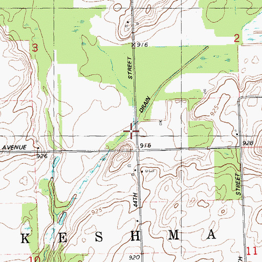 Topographic Map of Wakeshma Drain, MI