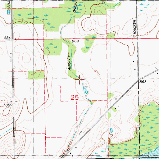 Topographic Map of Ashley Drain, MI