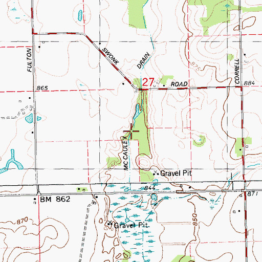 Topographic Map of McCauley Drain, MI