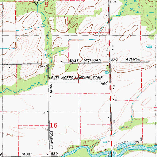 Topographic Map of Level Acres Landing Strip (historical), MI