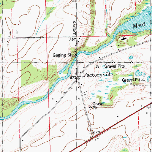 Topographic Map of Factoryville, MI