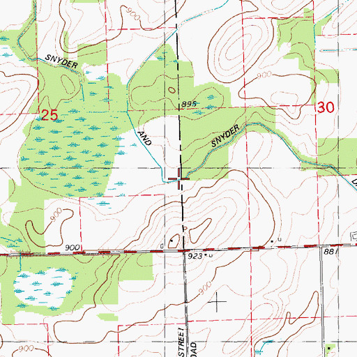 Topographic Map of Snyder and Snyder Drain, MI