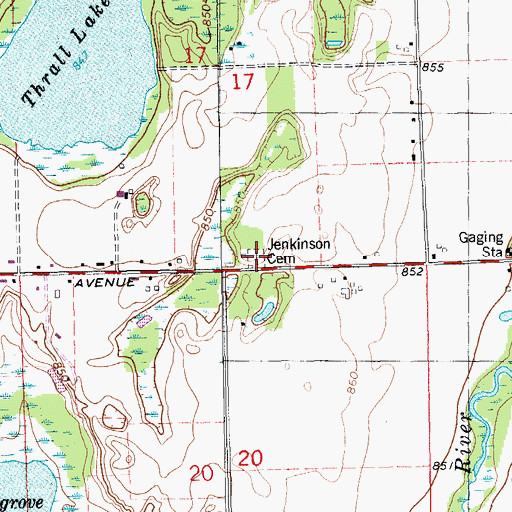 Topographic Map of Jenkinson Cemetery, MI