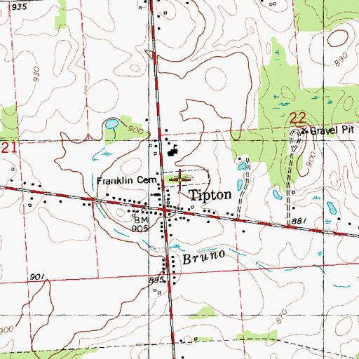 Topographic Map of Franklin Cemetery, MI
