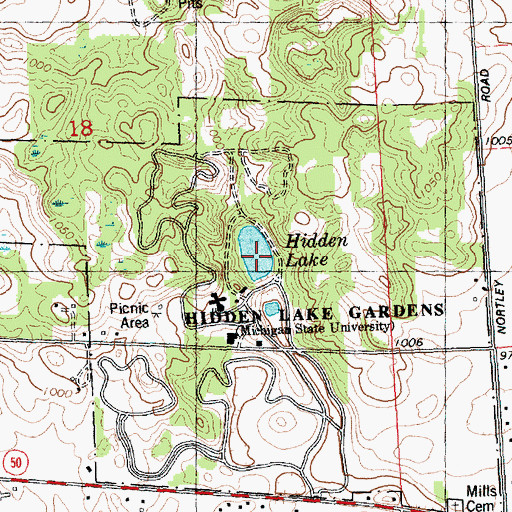 Topographic Map of Hidden Lake, MI