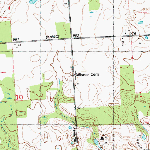 Topographic Map of Wisner Cemetery, MI