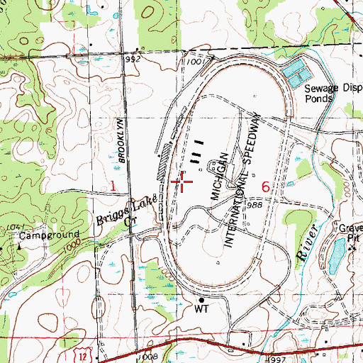 Topographic Map of Michigan International Speedway, MI