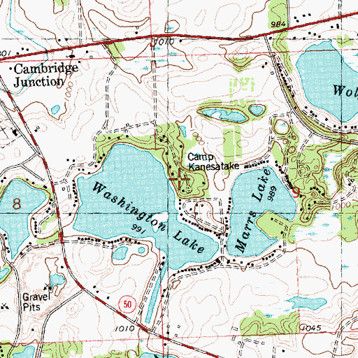Topographic Map of Camp Kanesatake, MI