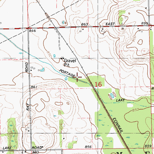 Topographic Map of Portage Lake Drain, MI