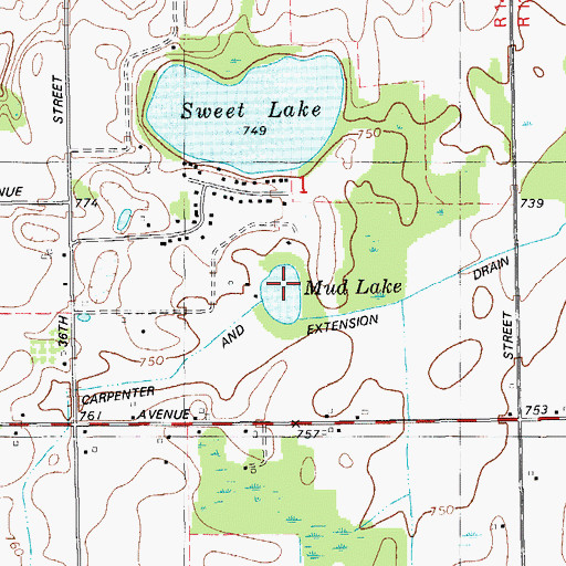 Topographic Map of Mud Lake, MI