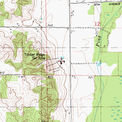 Topographic Map of Timber Ridge Ski Area, MI