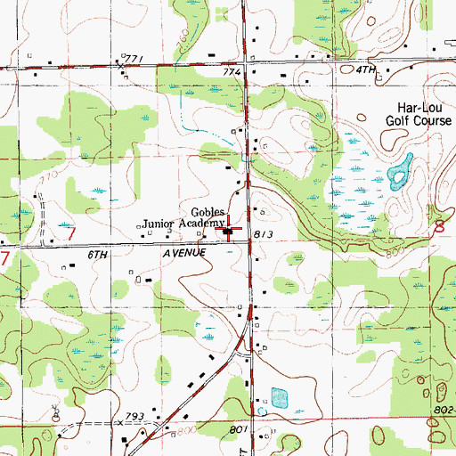 Topographic Map of Gobles Junior Academy, MI