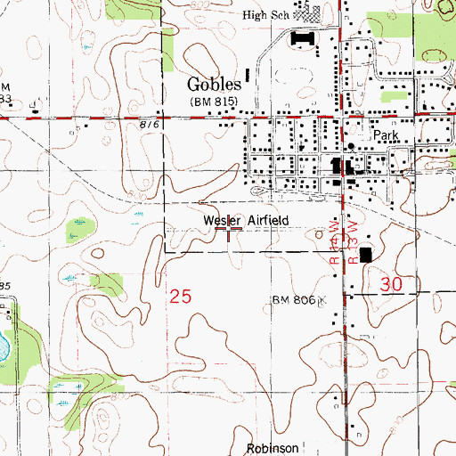 Topographic Map of Wesler Airfield (historical), MI