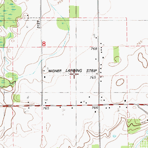 Topographic Map of Widner Landing Strip (historical), MI