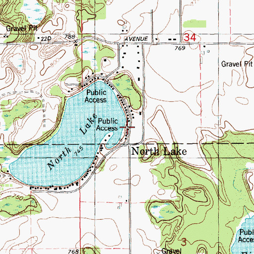 Topographic Map of North Lake, MI