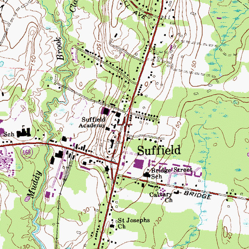 Topographic Map of Suffield Academy, CT