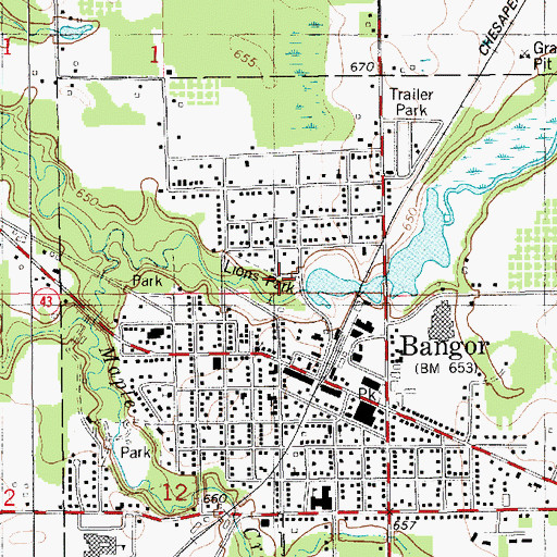 Topographic Map of Lions Park, MI