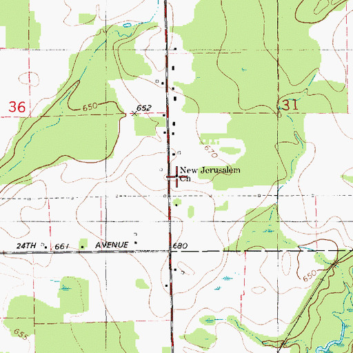 Topographic Map of New Jerusalem Church, MI