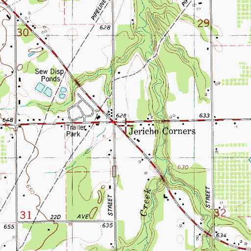 Topographic Map of Jericho Corners, MI