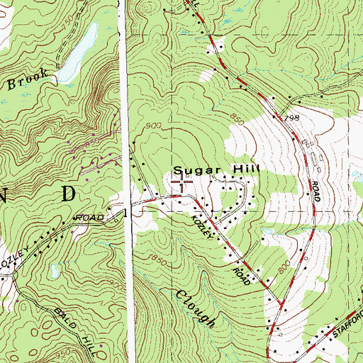 Topographic Map of Sugar Hill, CT