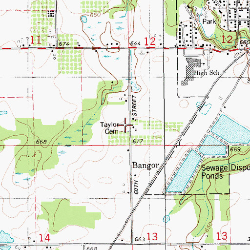 Topographic Map of Taylor Cemetery, MI