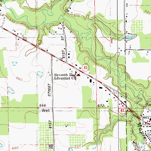 Topographic Map of Seventh Day Adventist Church, MI