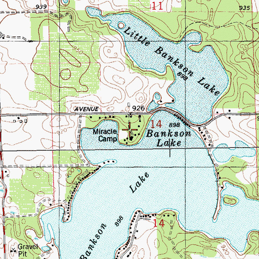 Topographic Map of Miracle Camp, MI