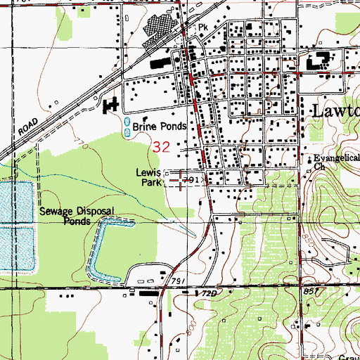 Topographic Map of Lewis Park, MI