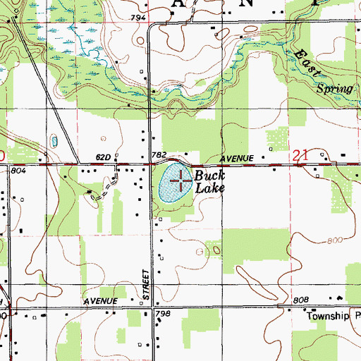 Topographic Map of Buck Lake, MI