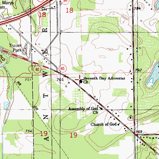 Topographic Map of Seventh Day Adventist Church, MI
