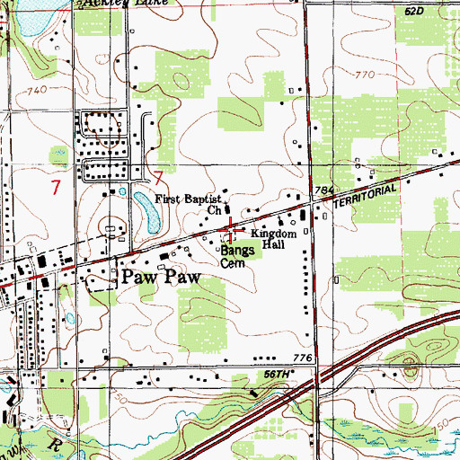 Topographic Map of Bangs Cemetery, MI