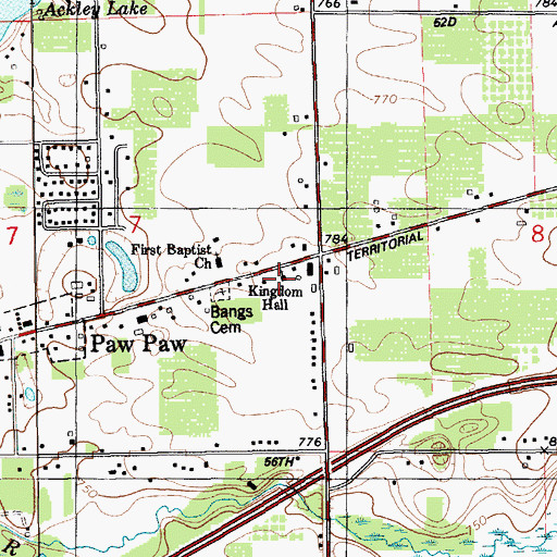 Topographic Map of Kingdom Hall, MI