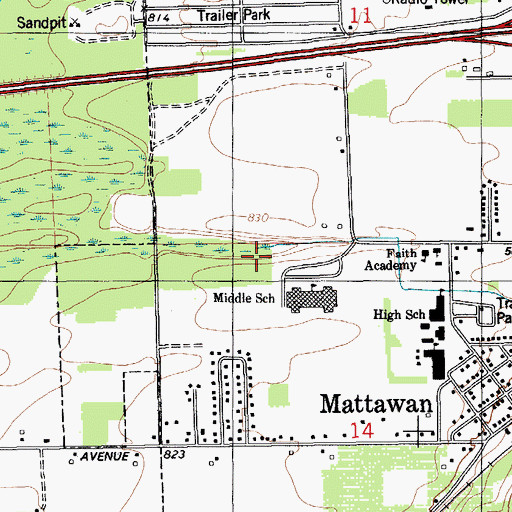 Topographic Map of Mattawan Creek, MI