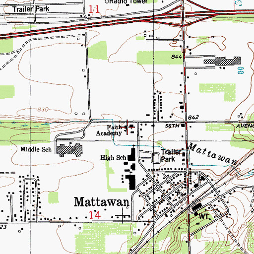 Topographic Map of Faith Academy, MI