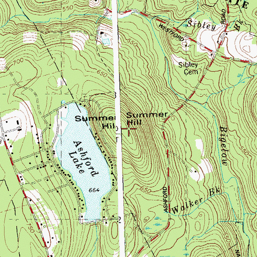 Topographic Map of Summer Hill, CT