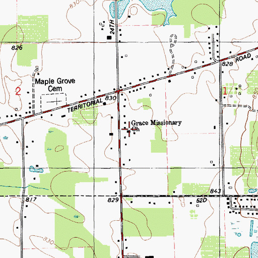 Topographic Map of Grace Missionary Church, MI
