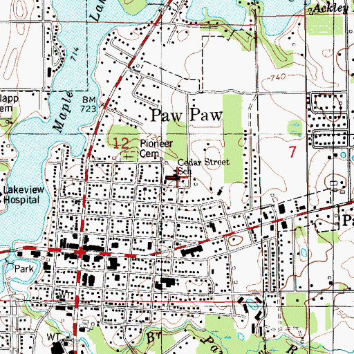Topographic Map of Cedar Street School, MI