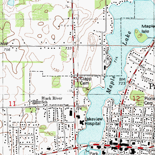 Topographic Map of Clapp Cemetery, MI