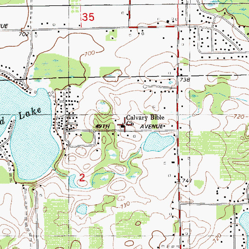 Topographic Map of Calvary Bible Church, MI