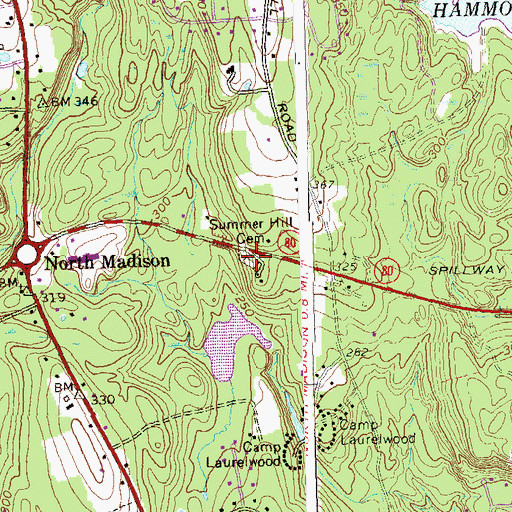 Topographic Map of Summer Hill Cemetery, CT