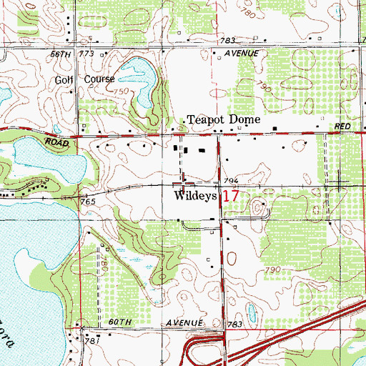 Topographic Map of Wildeys, MI