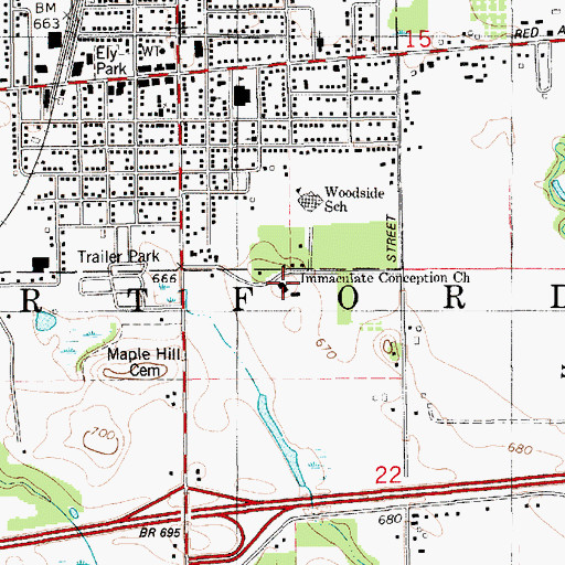 Topographic Map of Immaculate Conception Church, MI