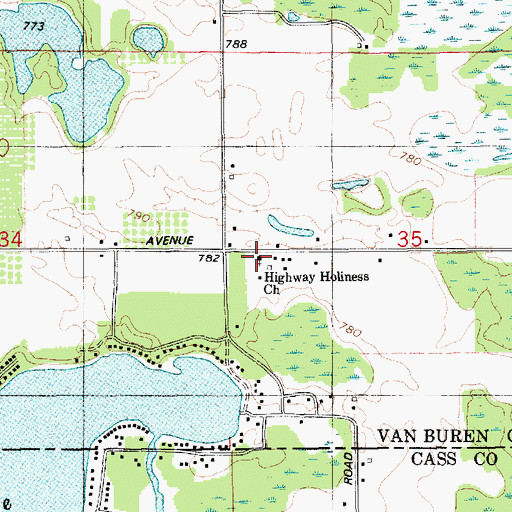 Topographic Map of Highway Holiness Church, MI