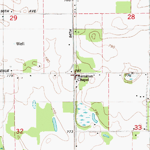Topographic Map of Hamilton Chapel, MI